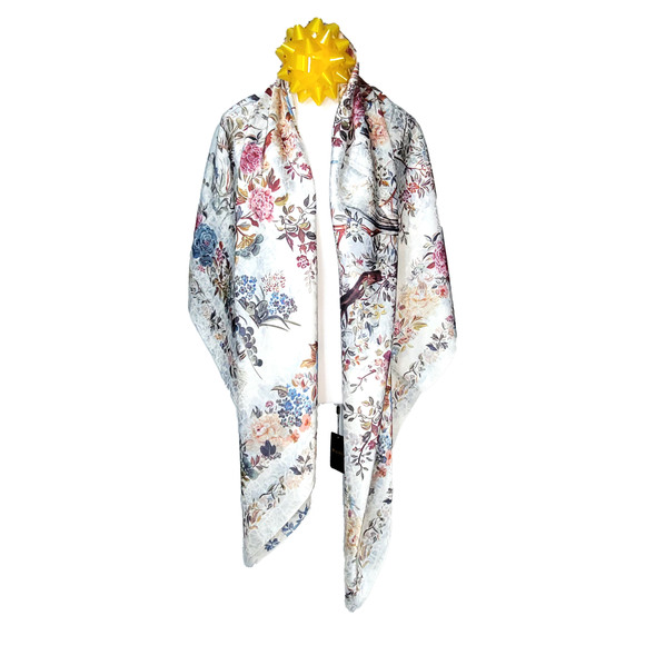 NWT Double Sided Silk Scarf 53"x53" Large Square Shawl Wrap XiangYunSha 36291 - Picture 4 of 10